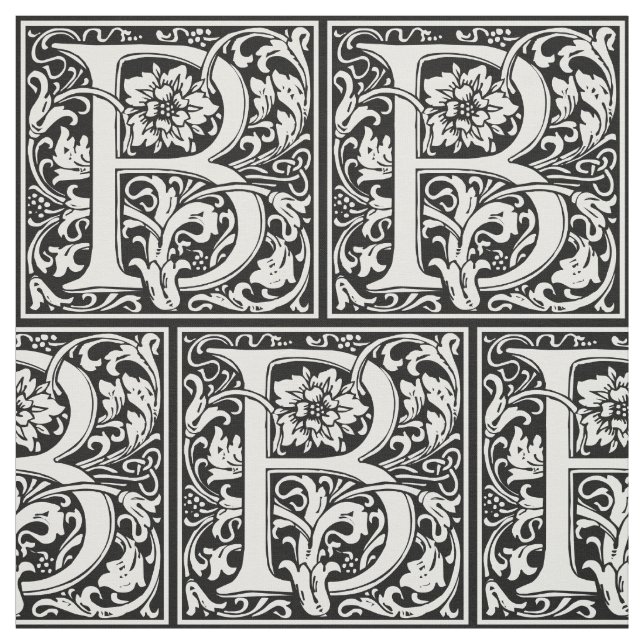 Letter B Medieval Monogram Art Nouveau Fabric (Swatch)