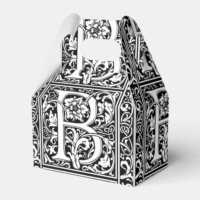Letter B Medieval Monogram Art Nouveau Favor Boxes (Front Side)