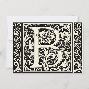 Letter B Medieval Monogram Art Nouveau Invitation
