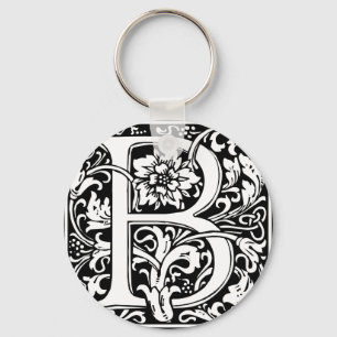 Letter B Medieval Monogram Art Nouveau Keychain