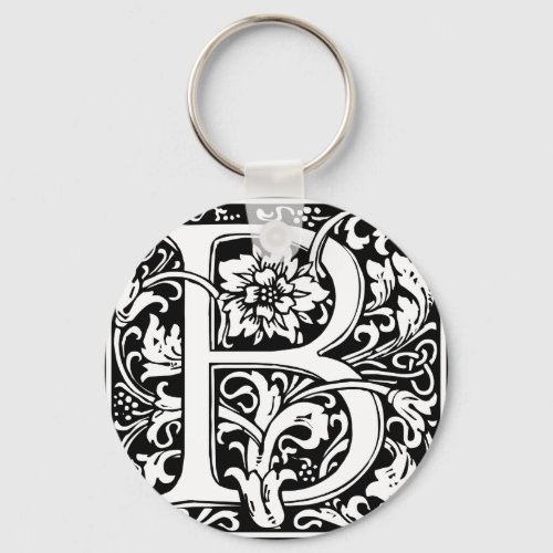 Letter B Medieval Monogram Art Nouveau Keychain