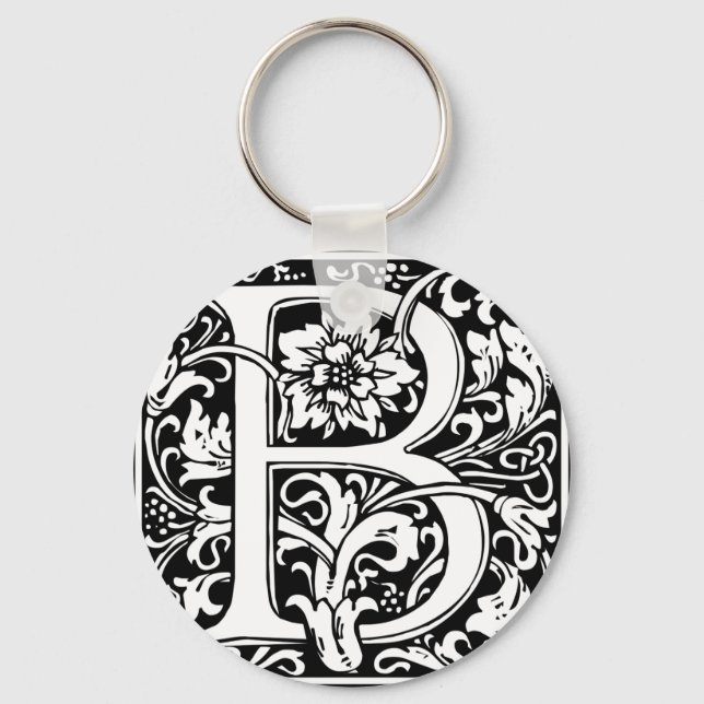 Letter B Medieval Monogram Art Nouveau Keychain (Front)