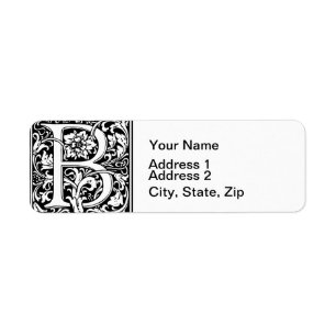Letter B Medieval Monogram Art Nouveau Label