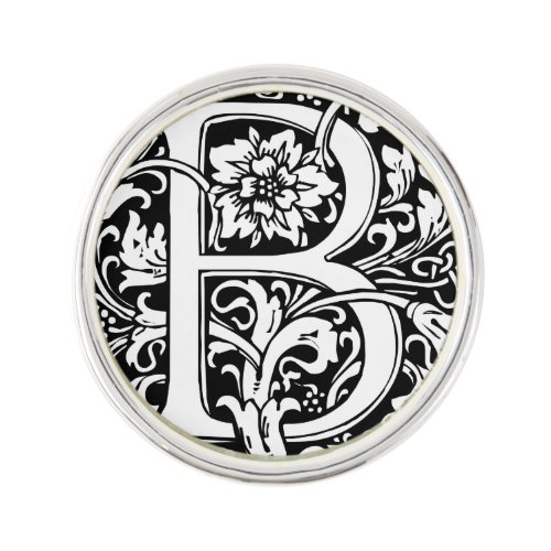 Letter B Medieval Monogram Art Nouveau Lapel Pin