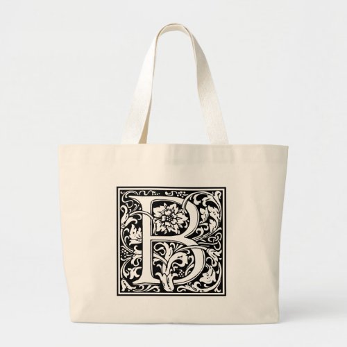 Letter B Medieval Monogram Art Nouveau Large Tote Bag