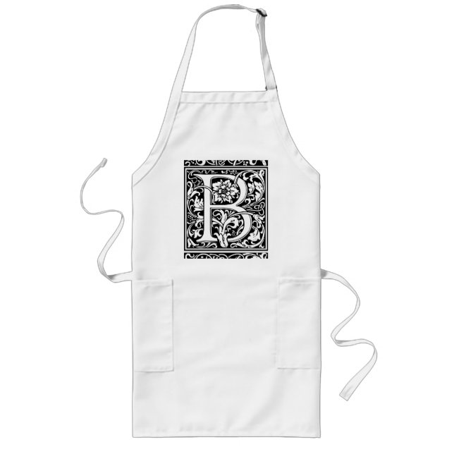 Letter B Medieval Monogram Art Nouveau Long Apron (Front)