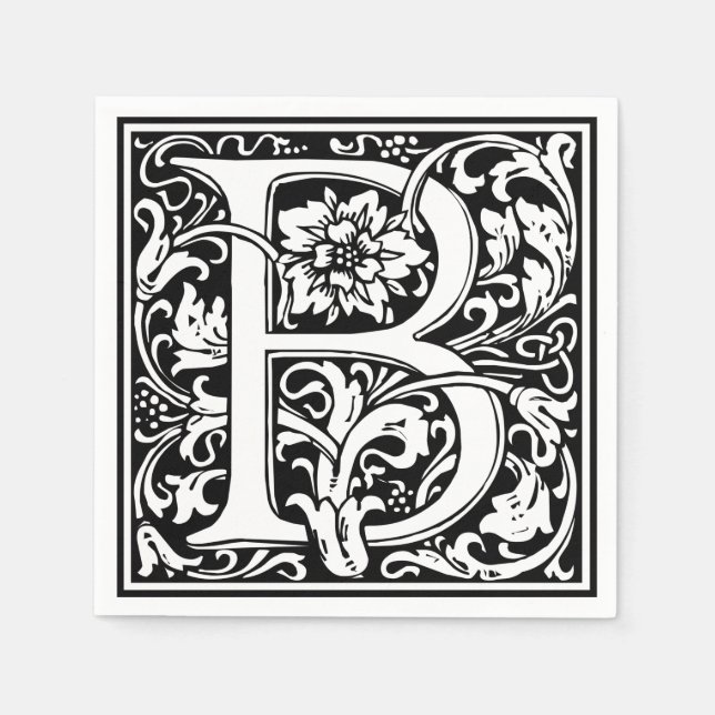 Letter B Medieval Monogram Art Nouveau Napkins (Front)