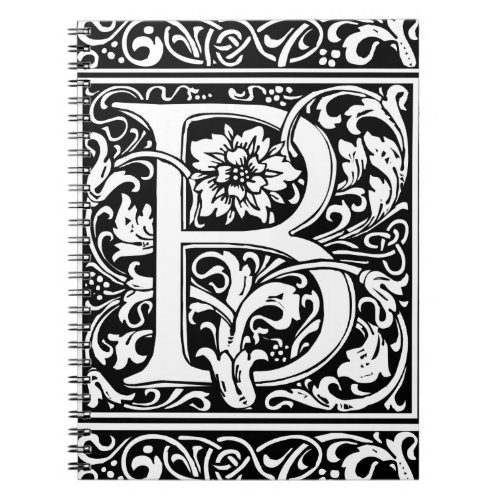 Letter B Medieval Monogram Art Nouveau Notebook