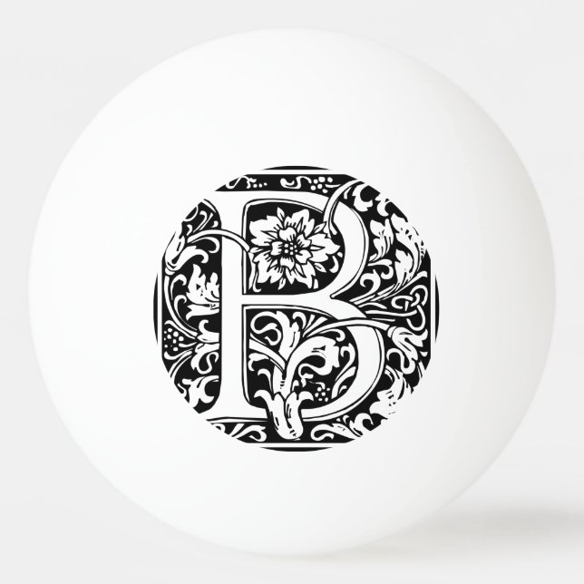 Letter B Medieval Monogram Art Nouveau Ping-Pong Ball (Front)