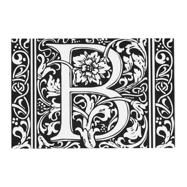 Letter B Medieval Monogram Art Nouveau Placemat (Front)
