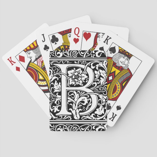 Letter B Medieval Monogram Art Nouveau Poker Cards (Back)
