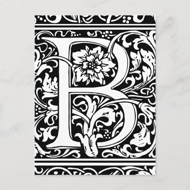 Letter B Medieval Monogram Art Nouveau Postcard (Front)