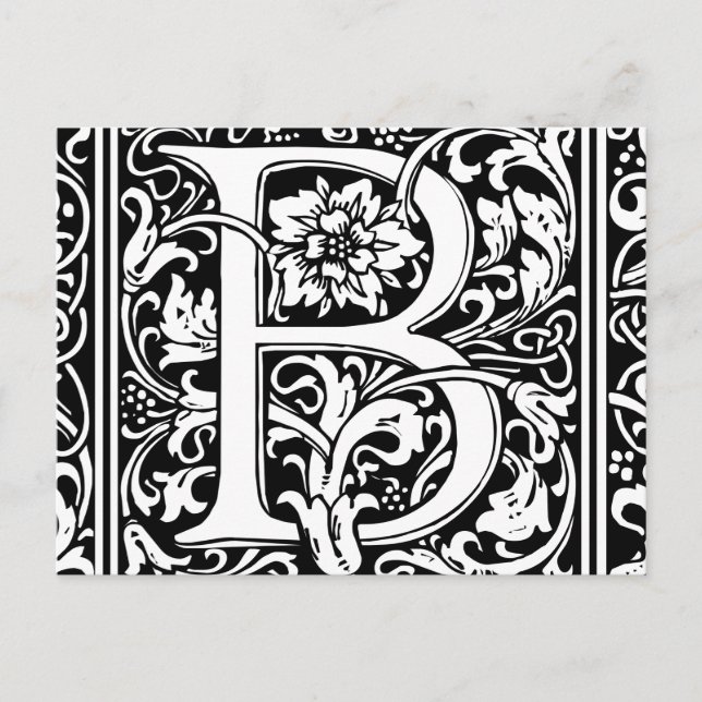 Letter B Medieval Monogram Art Nouveau Postcard (Front)