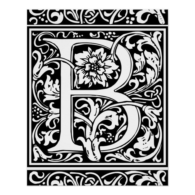 Letter B Medieval Monogram Art Nouveau Poster (Front)