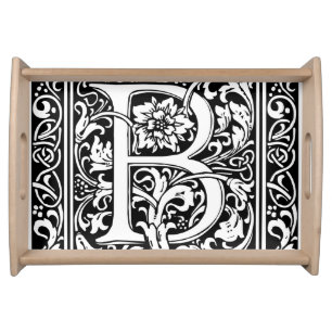 Letter B Medieval Monogram Art Nouveau Serving Tray