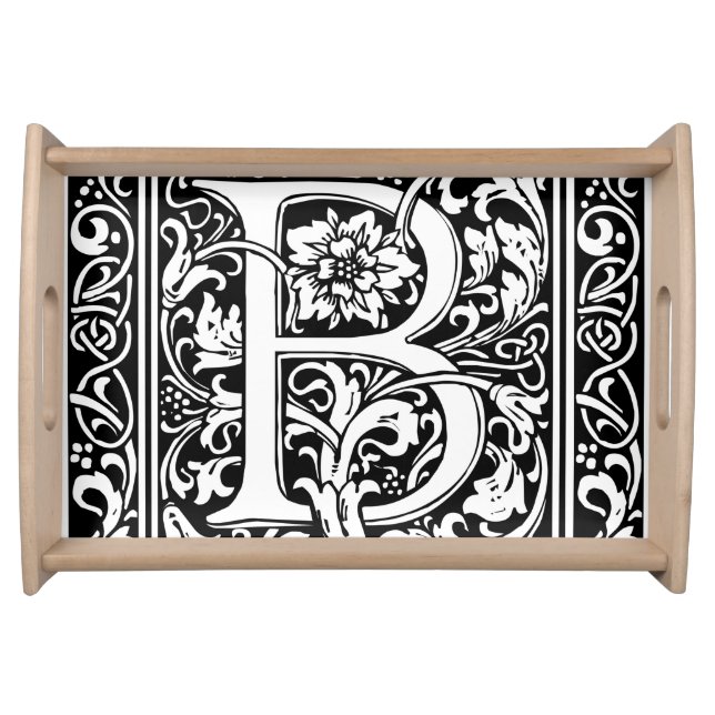 Letter B Medieval Monogram Art Nouveau Serving Tray (Front)