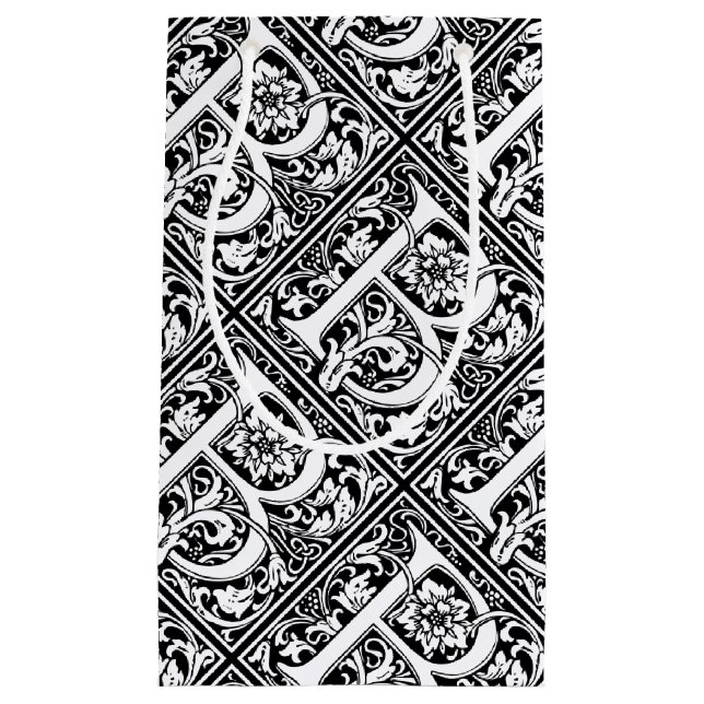 Letter B Medieval Monogram Art Nouveau Small Gift Bag (Front)