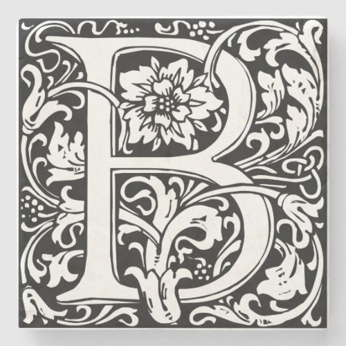 Letter B Medieval Monogram Art Nouveau Stone Coaster