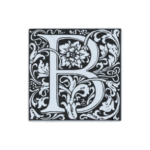 Letter B Medieval Monogram Art Nouveau Stone Magnet
