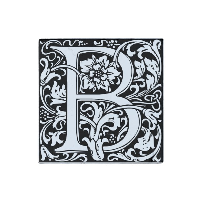 Letter B Medieval Monogram Art Nouveau Stone Magnet (First Magnet)