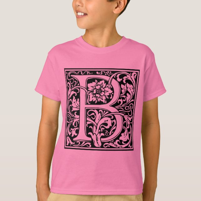 Letter B Medieval Monogram Art Nouveau T-Shirt (Front)