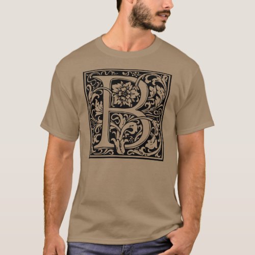 Letter B Medieval Monogram Art Nouveau T_Shirt