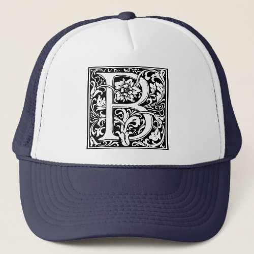 Letter B Medieval Monogram Art Nouveau Trucker Hat