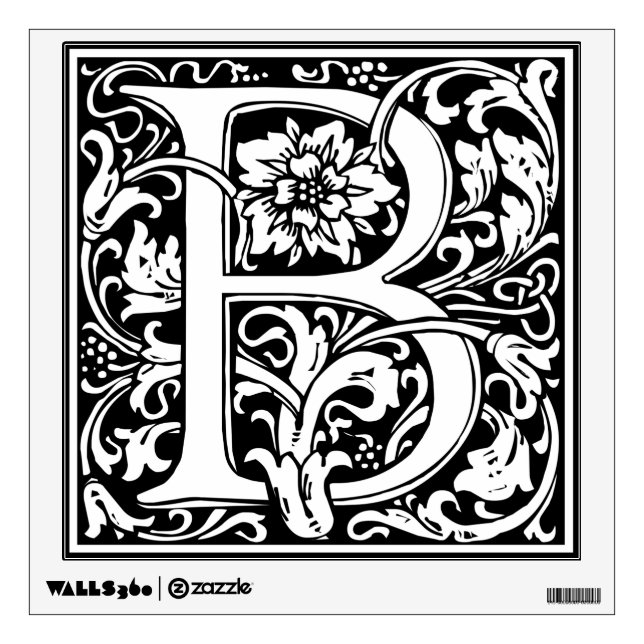 Letter B Medieval Monogram Art Nouveau Wall Decal (Front)