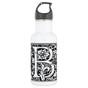 Letter B Medieval Monogram Art Nouveau Water Bottle