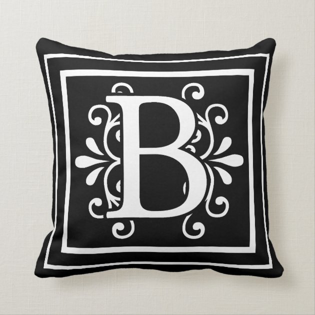 Letter B Monogram Black Throw Pillow | Zazzle.com