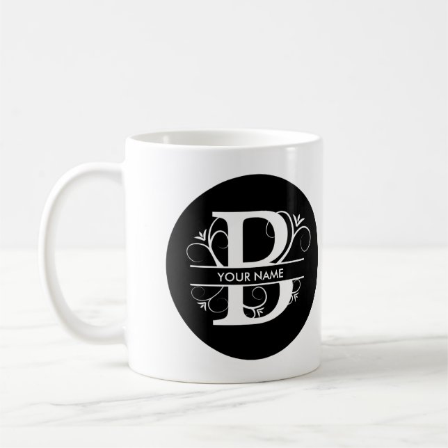 Letter B - Monogram Black & White Coffee Mug (Left)