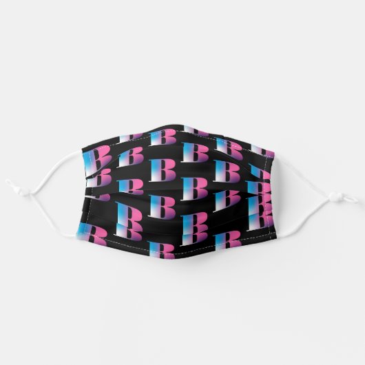 Letter B Monogram Capitalized Bold Tiled Gradient Adult Cloth Face Mask (Front, Unfolded)