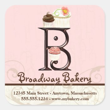 Letter B Monogram Cupcake Logo Business Stickers by AudreyJeanne at Zazzle