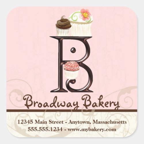 Letter B Monogram Cupcake Logo Business Stickers