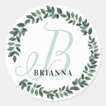 Letter B Monogram Custom Name Minimalist Botanical