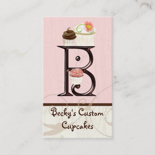 Letter B Monogram Dessert Bakery Business Cards