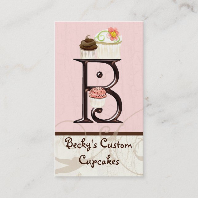 Letter B Monogram Dessert Bakery Business Cards (Front)