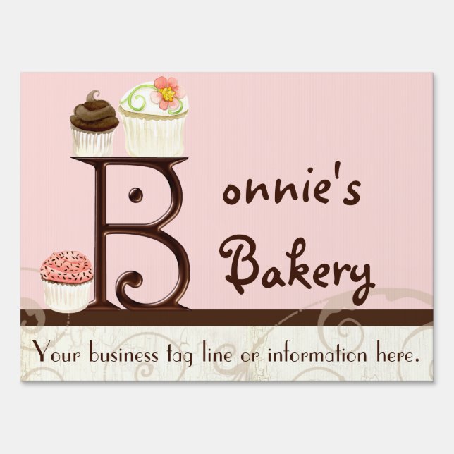 Letter B Monogram Dessert Bakery Business Signage (Back)