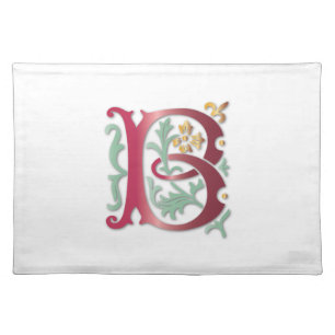 Letter B Monogram Fleur de lis Cloth Placemat