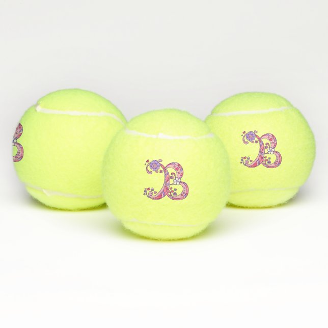 Letter B monogram girls personalized doodle art Tennis Balls (Multi)