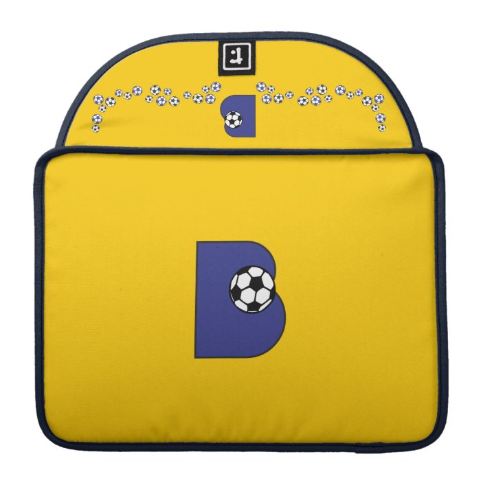 Letter B Monogram in Soccer Blue MacBook Pro Sleeves