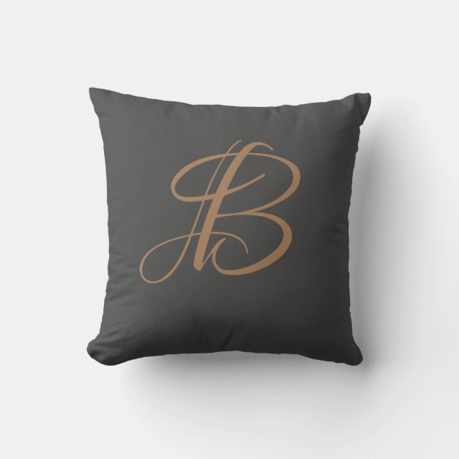 Letter B Monogram Initial Custom Throw Pillow (Front)