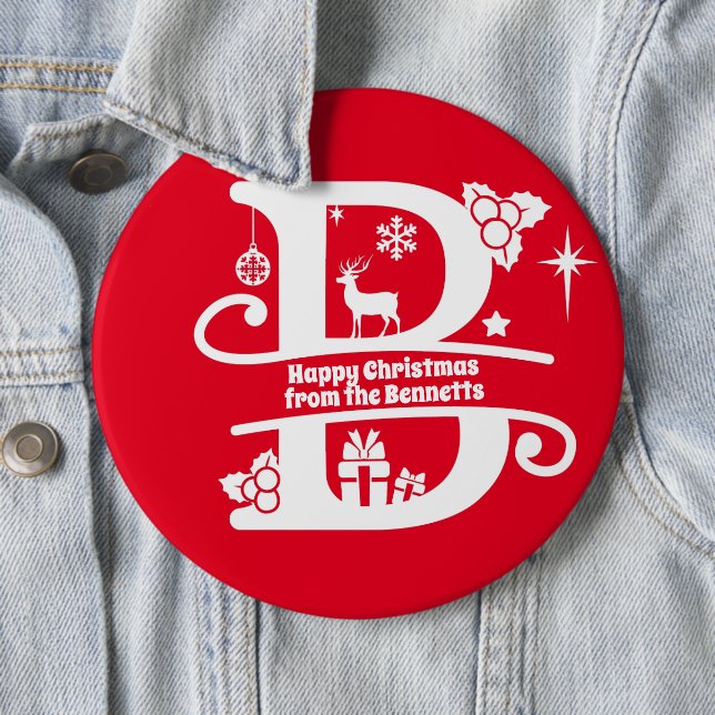 Letter B Monogram Initial Family Name Greeting   Button (In Situ)