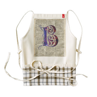Letter B Monogram Over Old Dictionary Page Zazzle HEART Apron