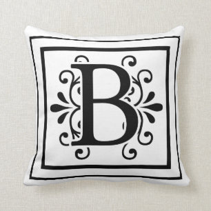Letter B Monogram Throw Pillow