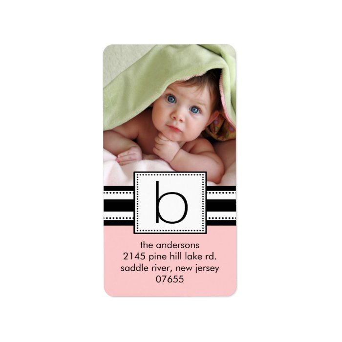 Letter B Monogram Vertical PHOTO Address Labels.