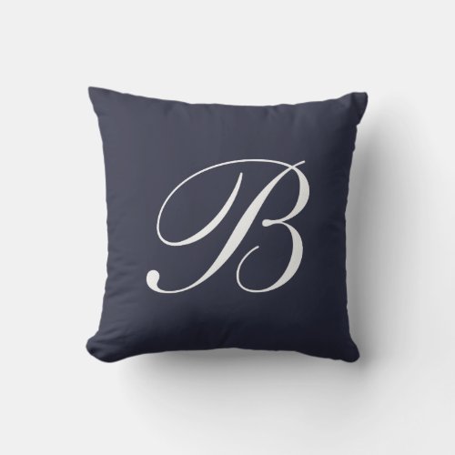 Letter B Navy Blue Monogram Pillow