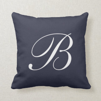Letter B Navy Blue Monogram Pillow