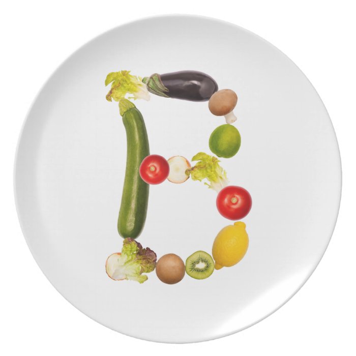 letter "B" of fruits and vegetables Dinner Plate