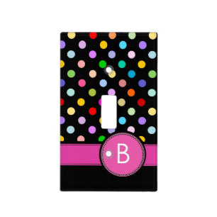 Letter B personal monogram rainbow polka dot Light Switch Cover